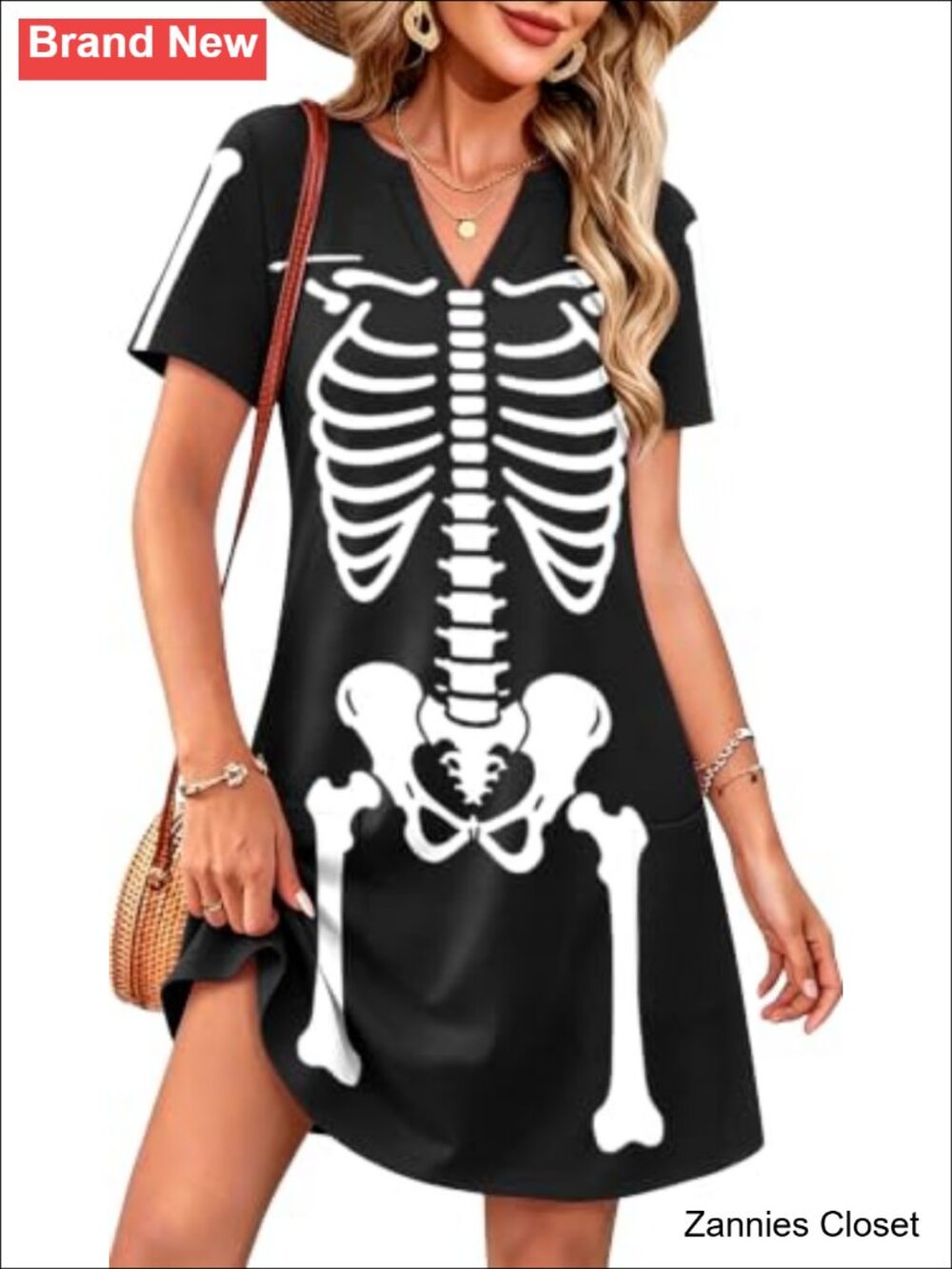๐ป Zylkor Halloween Sundress Ghost Pumpkin A-Line Dress with Pockets